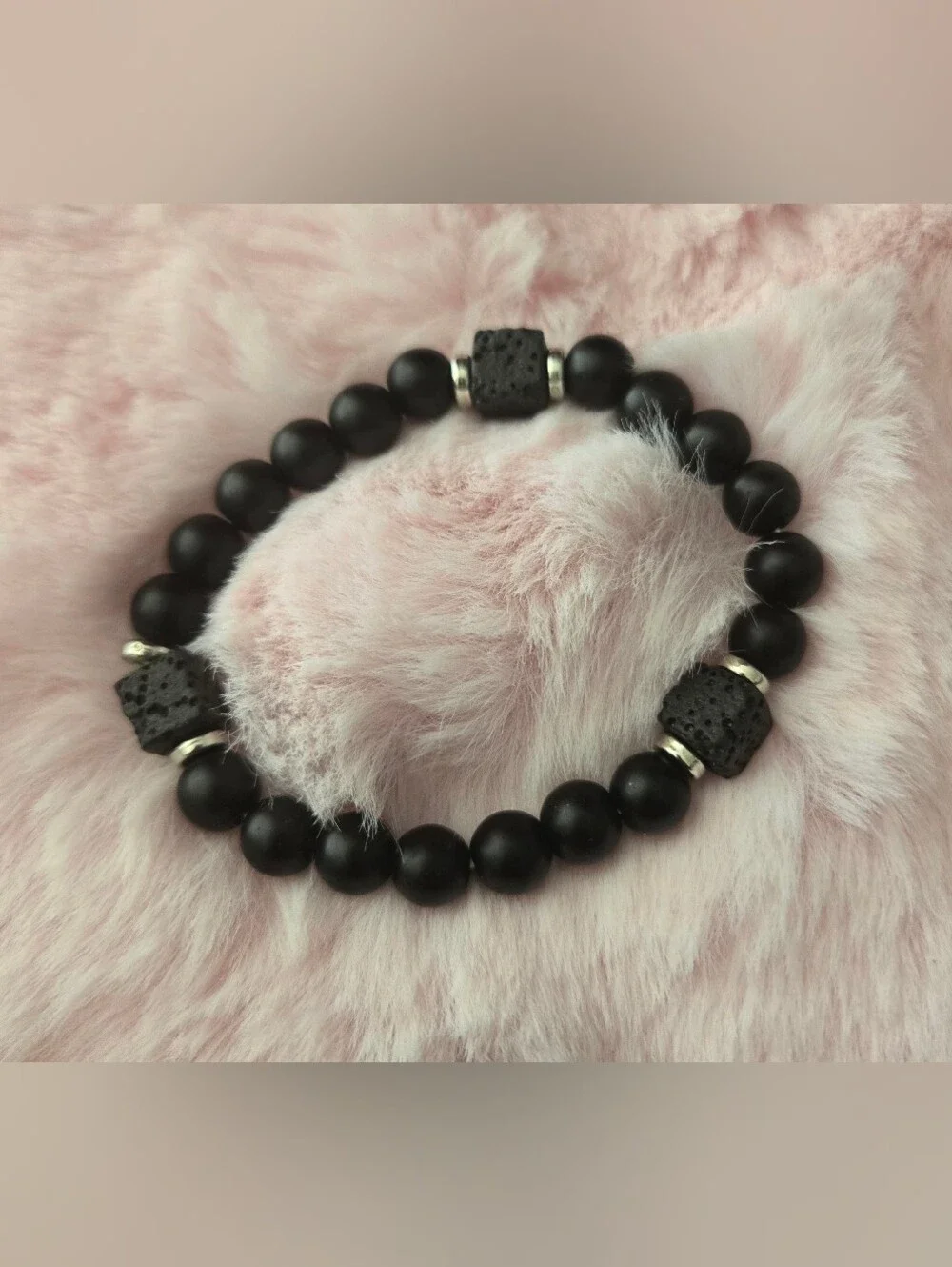 Matte Black Lava Stone Stretch Bracelet